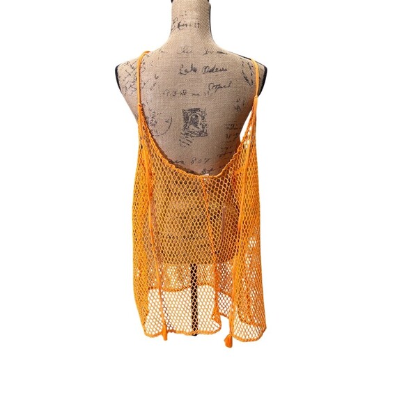 Wild Fable Cover Up Dress Womens 2XL Plus Orange Fishnet Mesh Midi - Picture 4 of 8